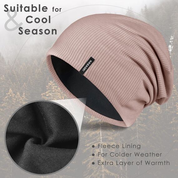 HASAGEI Mütze Herren Damen, Slouch Beanie Mütze Damen, Übergangszeit Weiche Leicht Modische Jersey Beanie, Unisex Warm Winter Mütze Ideal für Frühling Herbst und Winter (Licht Kachi)