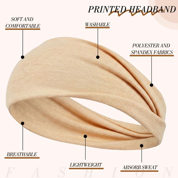 8 Stück Stirnband Damen, Sport Haarband Damen Haarbänder Schweißband Mischfarben Elastisch Headband Unisex für Yoga Fitness Joggen Workout