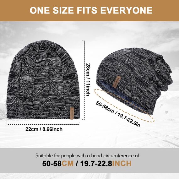 HAMUNI Mütze Damen - Atmungsaktiv Strickmütze Herren - Slouch Beanie Mütze mit Weichem Fleece Innenfutter - Unisex Wintermütze - Klassische Herren Damen Mütze für Herbst Winter Frühjahr (Farbmischung)