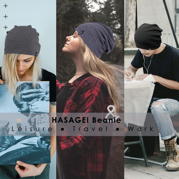 HASAGEI Mütze Herren Damen, Slouch Beanie Mütze Damen, Übergangszeit Weiche Leicht Modische Jersey Beanie, Unisex Warm Winter Mütze Ideal für Frühling Herbst und Winter (Blau)