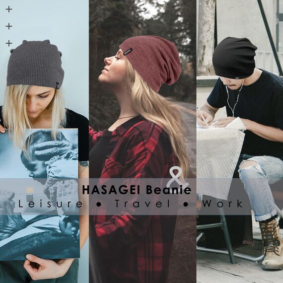 HASAGEI Mütze Herren Damen, Slouch Beanie Mütze Damen, Übergangszeit Weiche Leicht Modische Jersey Beanie, Unisex Warm Winter Mütze Ideal für Frühling Herbst und Winter (Weinrot)