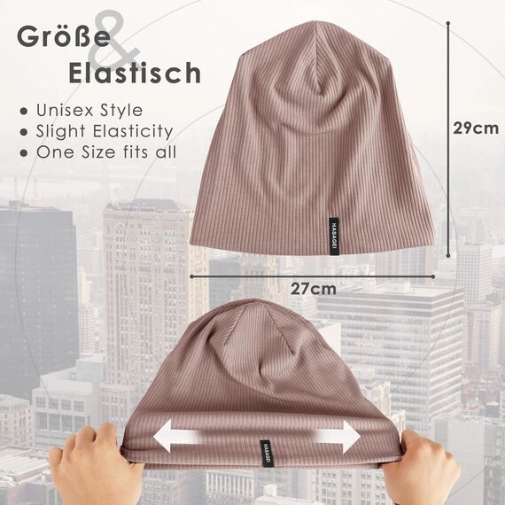 HASAGEI Mütze Herren Damen, Slouch Beanie Mütze Damen, Übergangszeit Weiche Leicht Modische Jersey Beanie, Unisex Warm Winter Mütze Ideal für Frühling Herbst und Winter (Licht Kachi)