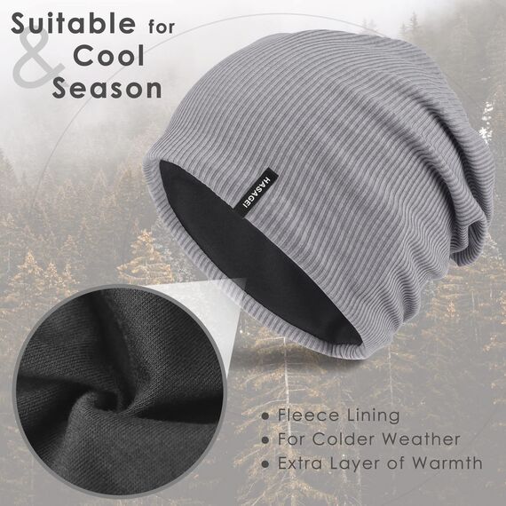 HASAGEI Mütze Herren Damen, Slouch Beanie Mütze Damen, Übergangszeit Weiche Leicht Modische Jersey Beanie, Unisex Warm Winter Mütze Ideal für Frühling Herbst und Winter (Hellgrau)