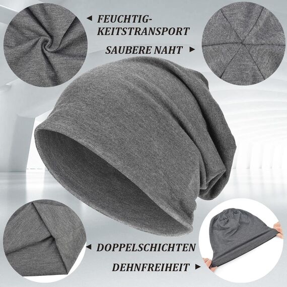 EINSKEY Slouch Beanie Mütze: Weich Dünne Baumwollmütze Damen Herren, Atmungsaktiv Jersey, Elastisch Longbeanie Alle Jahreszeiten, Ideal Chemo/Laufmütze​