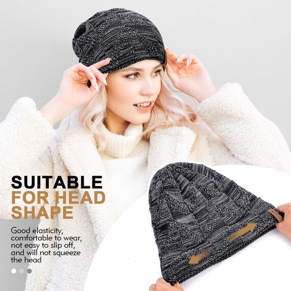 HAMUNI Mütze Damen - Atmungsaktiv Strickmütze Herren - Slouch Beanie Mütze mit Weichem Fleece Innenfutter - Unisex Wintermütze - Klassische Herren Damen Mütze für Herbst Winter Frühjahr (Farbmischung)