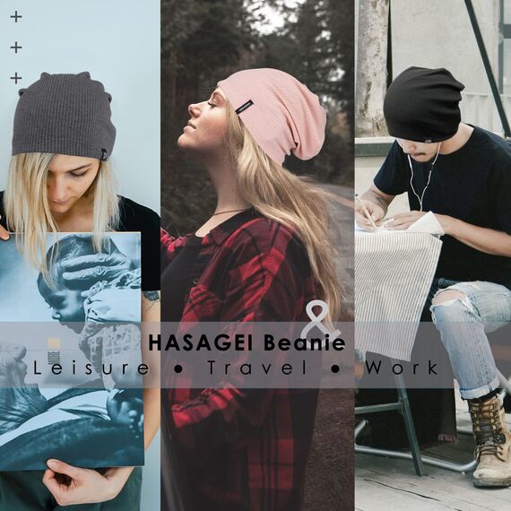 HASAGEI Mütze Herren Damen, Slouch Beanie Mütze Damen, Übergangszeit Weiche Leicht Modische Jersey Beanie, Unisex Warm Winter Mütze Ideal für Frühling Herbst und Winter (Rosa)