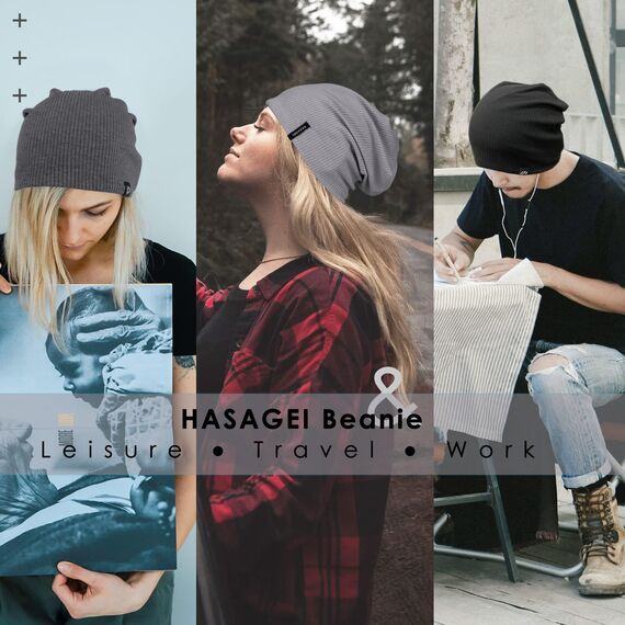 HASAGEI Mütze Herren Damen, Slouch Beanie Mütze Damen, Übergangszeit Weiche Leicht Modische Jersey Beanie, Unisex Warm Winter Mütze Ideal für Frühling Herbst und Winter (Hellgrau)