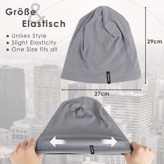 HASAGEI Mütze Herren Damen, Slouch Beanie Mütze Damen, Übergangszeit Weiche Leicht Modische Jersey Beanie, Unisex Warm Winter Mütze Ideal für Frühling Herbst und Winter (Hellgrau)