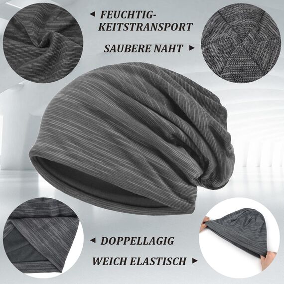EINSKEY Slouch Beanie Mütze: Weich Dünne Baumwollmütze Damen Herren, Atmungsaktiv Jersey, Elastisch Longbeanie Alle Jahreszeiten, Ideal Chemo/Laufmütze​
