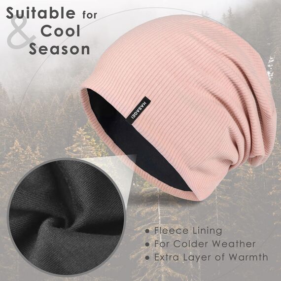 HASAGEI Mütze Herren Damen, Slouch Beanie Mütze Damen, Übergangszeit Weiche Leicht Modische Jersey Beanie, Unisex Warm Winter Mütze Ideal für Frühling Herbst und Winter (Rosa)