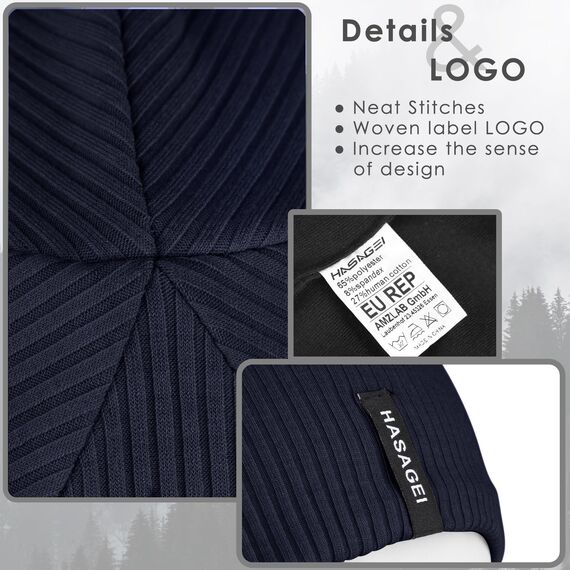 HASAGEI Mütze Herren Damen, Slouch Beanie Mütze Damen, Übergangszeit Weiche Leicht Modische Jersey Beanie, Unisex Warm Winter Mütze Ideal für Frühling Herbst und Winter (Marineblau)