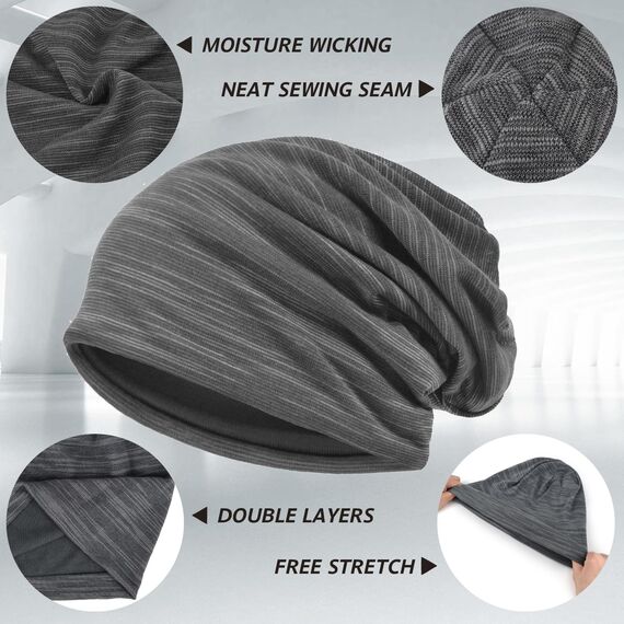 EINSKEY Slouch Beanie Mütze: Weich Dünne Baumwollmütze Damen Herren, Atmungsaktiv Jersey, Elastisch Longbeanie Alle Jahreszeiten, Ideal Chemo/Laufmütze​
