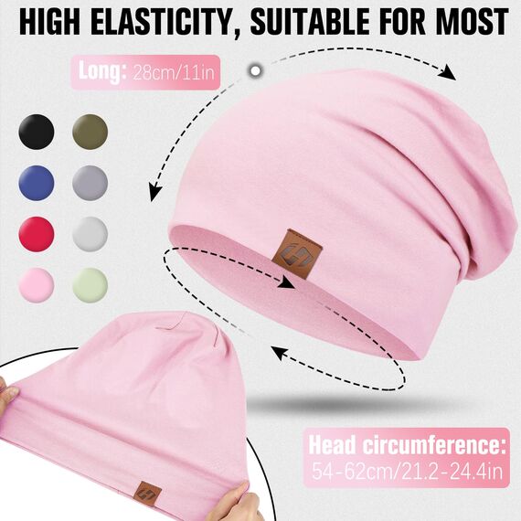 GXCROR Mütze Damen Herren, Beanie Slouch, Baumwolle Weich Dünn, Leichte Atmungsaktiv Longbeanie, Chemo Mütze für Alle Jahreszeiten