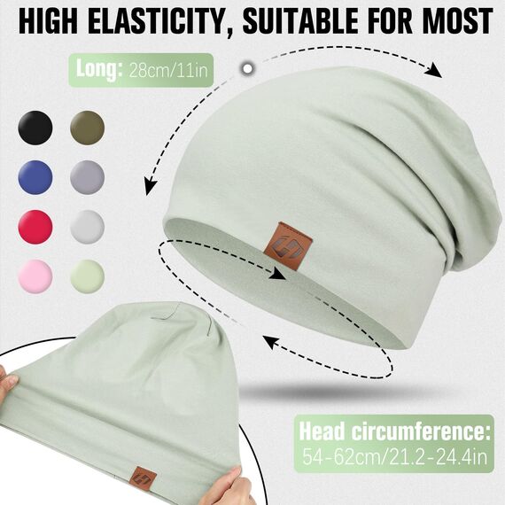 GXCROR Mütze für Damen und Herren - Beanie Slouch, Baumwolle Weich Dünn, Leicht Atmungsaktiv Longbeanie, Chemo Mütze für Alle Jahreszeiten