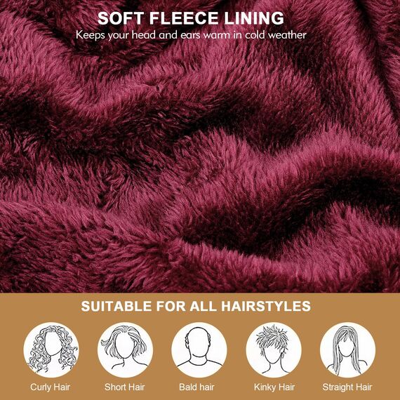 HAMUNI Mütze Damen - Atmungsaktiv Strickmütze Herren - Slouch Beanie Mütze mit Weichem Fleece Innenfutter - Unisex Wintermütze - Klassische Herren Damen Mütze für Herbst Winter Frühjahr (Weinrot)