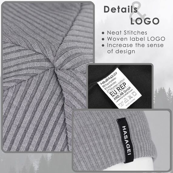 HASAGEI Mütze Herren Damen, Slouch Beanie Mütze Damen, Übergangszeit Weiche Leicht Modische Jersey Beanie, Unisex Warm Winter Mütze Ideal für Frühling Herbst und Winter (Hellgrau)