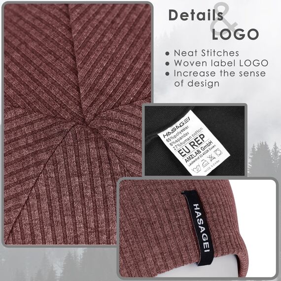 HASAGEI Mütze Herren Damen, Slouch Beanie Mütze Damen, Übergangszeit Weiche Leicht Modische Jersey Beanie, Unisex Warm Winter Mütze Ideal für Frühling Herbst und Winter (Weinrot)