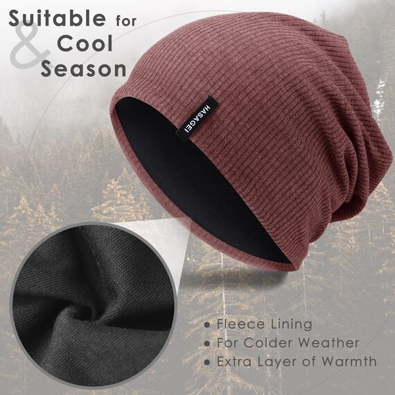 HASAGEI Mütze Herren Damen, Slouch Beanie Mütze Damen, Übergangszeit Weiche Leicht Modische Jersey Beanie, Unisex Warm Winter Mütze Ideal für Frühling Herbst und Winter (Weinrot)