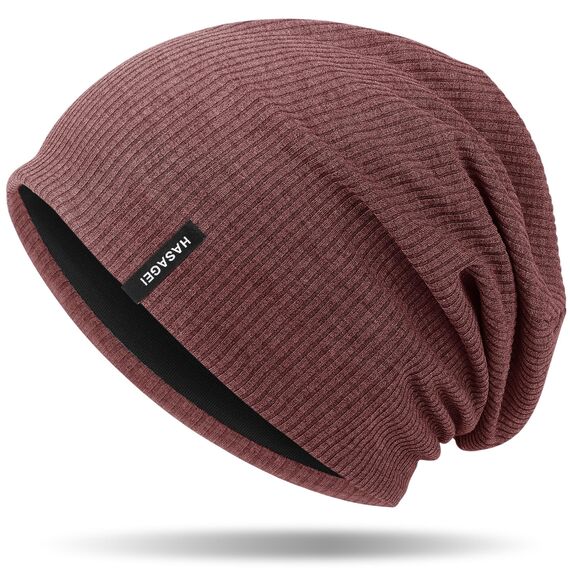 HASAGEI Mütze Herren Damen, Slouch Beanie Mütze Damen, Übergangszeit Weiche Leicht Modische Jersey Beanie, Unisex Warm Winter Mütze Ideal für Frühling Herbst und Winter (Weinrot)