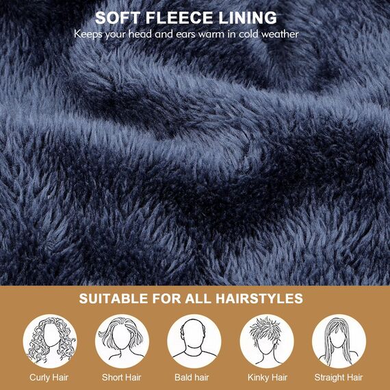 HAMUNI Mütze Damen - Atmungsaktiv Strickmütze Herren - Slouch Beanie Mütze mit Weichem Fleece Innenfutter - Unisex Wintermütze - Klassische Herren Damen Mütze für Herbst Winter Frühjahr (Marineblau)