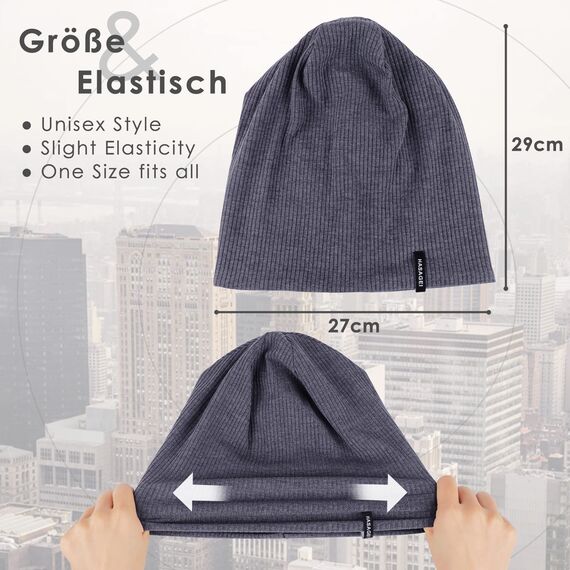 HASAGEI Mütze Herren Damen, Slouch Beanie Mütze Damen, Übergangszeit Weiche Leicht Modische Jersey Beanie, Unisex Warm Winter Mütze Ideal für Frühling Herbst und Winter (Blau)