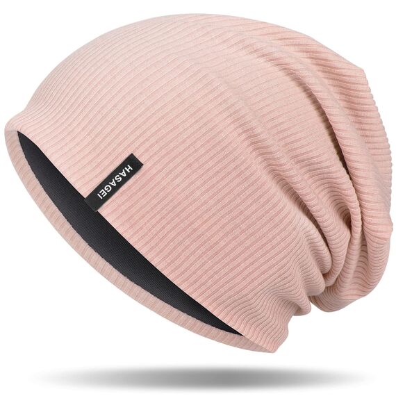 HASAGEI Mütze Herren Damen, Slouch Beanie Mütze Damen, Übergangszeit Weiche Leicht Modische Jersey Beanie, Unisex Warm Winter Mütze Ideal für Frühling Herbst und Winter (Rosa)