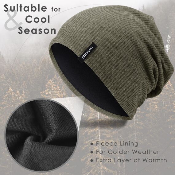 HASAGEI Mütze Herren Damen, Slouch Beanie Mütze Damen, Übergangszeit Weiche Leicht Modische Jersey Beanie, Unisex Warm Winter Mütze Ideal für Frühling Herbst und Winter (Grün)