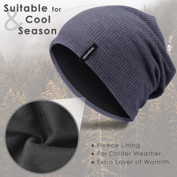HASAGEI Mütze Herren Damen, Slouch Beanie Mütze Damen, Übergangszeit Weiche Leicht Modische Jersey Beanie, Unisex Warm Winter Mütze Ideal für Frühling Herbst und Winter (Blau)