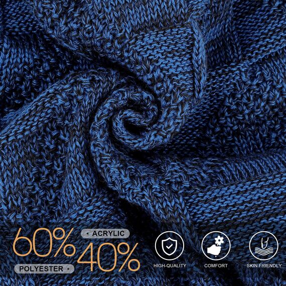 HAMUNI Mütze Damen - Atmungsaktiv Strickmütze Herren - Slouch Beanie Mütze mit Weichem Fleece Innenfutter - Unisex Wintermütze - Klassische Herren Damen Mütze für Herbst Winter Frühjahr (Marineblau)