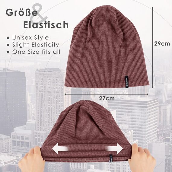 HASAGEI Mütze Herren Damen, Slouch Beanie Mütze Damen, Übergangszeit Weiche Leicht Modische Jersey Beanie, Unisex Warm Winter Mütze Ideal für Frühling Herbst und Winter (Weinrot)
