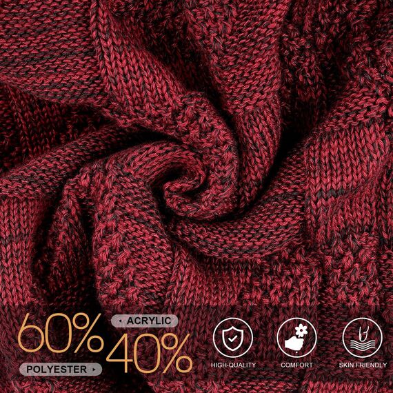 HAMUNI Mütze Damen - Atmungsaktiv Strickmütze Herren - Slouch Beanie Mütze mit Weichem Fleece Innenfutter - Unisex Wintermütze - Klassische Herren Damen Mütze für Herbst Winter Frühjahr (Weinrot)