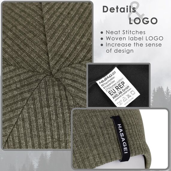 HASAGEI Mütze Herren Damen, Slouch Beanie Mütze Damen, Übergangszeit Weiche Leicht Modische Jersey Beanie, Unisex Warm Winter Mütze Ideal für Frühling Herbst und Winter (Grün)