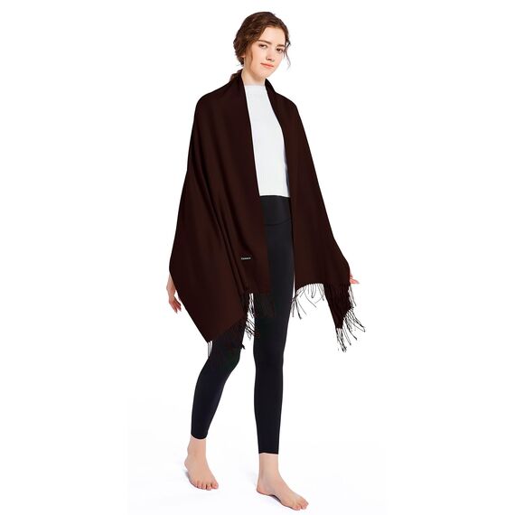 ELF KUCKUCK Schal Damen Winter Baumwolle Winterschal Pashmina, Dunkel Kaffee