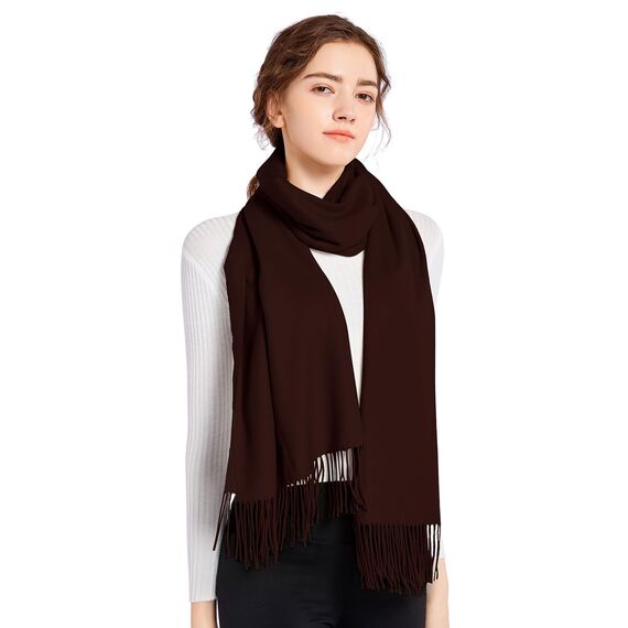 ELF KUCKUCK Schal Damen Winter Baumwolle Winterschal Pashmina, Dunkel Kaffee