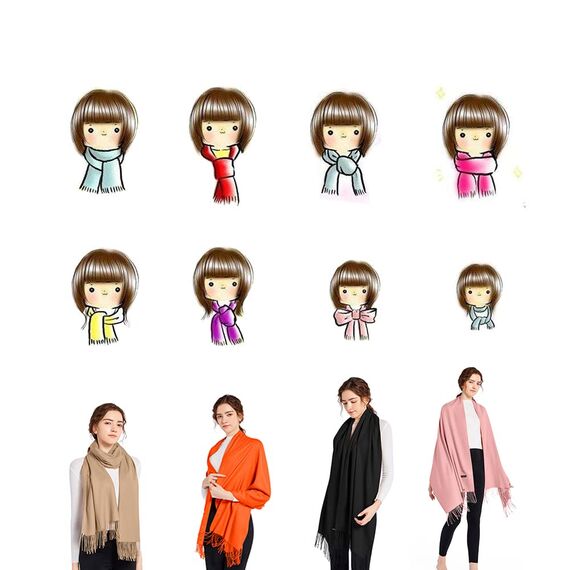 ELF KUCKUCK Schal Damen Winter Baumwolle Winterschal Pashmina Frauen Halstuch, Dunkelgrün