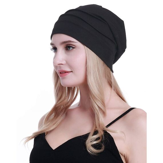 osvyo Baumwolle Chemo Hüte Soft Caps Krebs Kopfbedeckungen für Frauen Haarausfall versiegelt Verpackung SCHWARZ