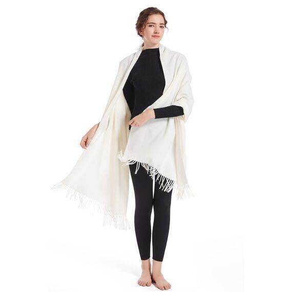 ELF KUCKUCK Schal Damen Winter Baumwolle Winterschal Pashmina Halstuch Frauen, Cremeweiß