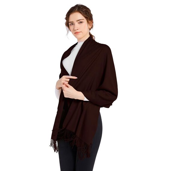 ELF KUCKUCK Schal Damen Winter Baumwolle Winterschal Pashmina, Dunkel Kaffee