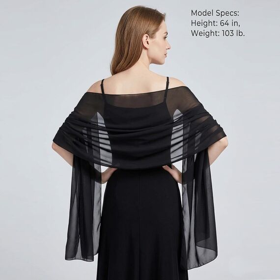 Ladiery Sheer Chiffon Tücher und Wraps für Abendkleider, Damen leichter weicher Schal für Hochzeit Braut Schultertuch