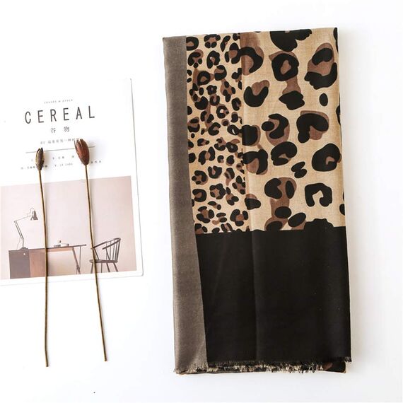 KRUIHAN Leopardenmuster Damen Schal Winterschal - Pashmina Seidenschal,Umhangtuch Weich,Elegant Lange Hochzeit Party Zubehör,Geschenke für Frauen (Stil A-Braun)