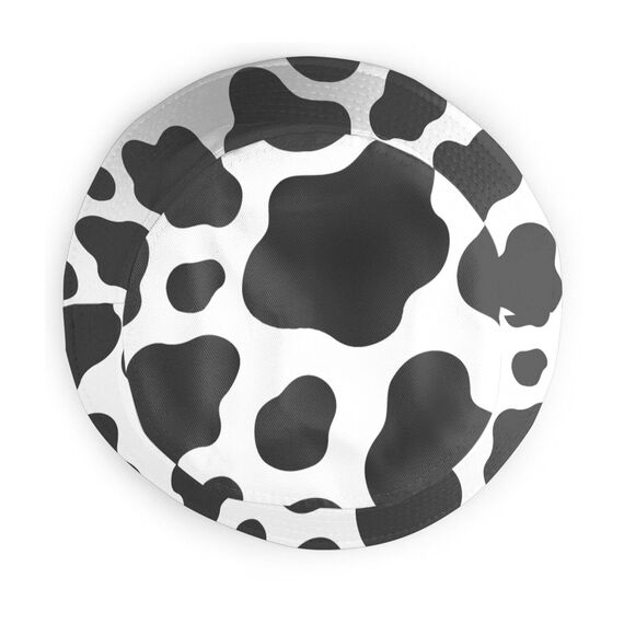 Fischerhut modischer Sommerhut, faltbar, Outdoor-Anglerhut, Unisex, Schwarz-weißer Kuhdruck, Einheitsgr��e