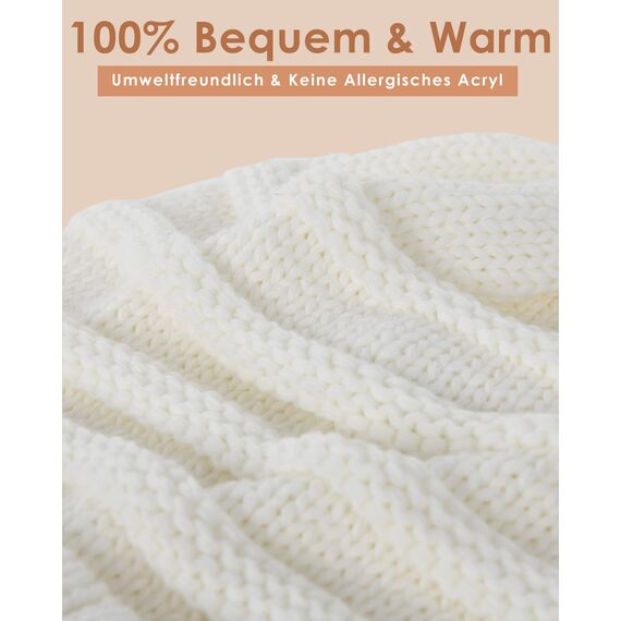 FURTALK Gestrickte Winter Slouchy Beanie Mütze Oversized Unisex Crochet Cable Ski Cap Baggy Slouch Hüte für Frauen Männer, Weiß, Einheitsgröße