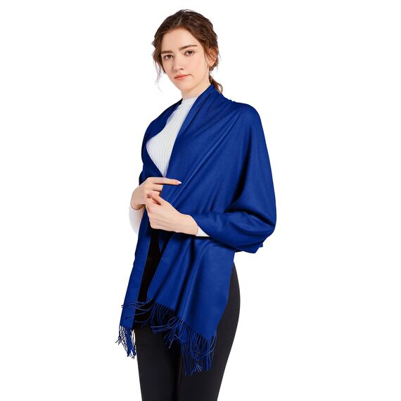 ELF KUCKUCK Schal Damen Winter Baumwolle Winterschal Pashmina, Geschenke für Frauen Freundin Mama, Königsblau