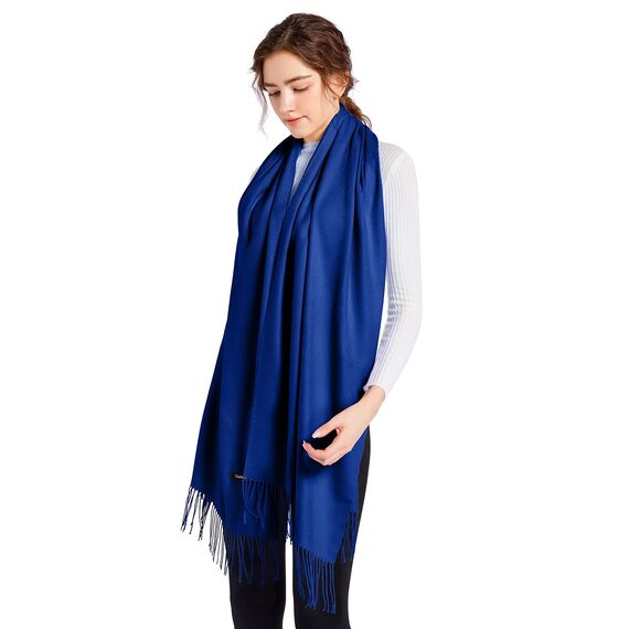 ELF KUCKUCK Schal Damen Winter Baumwolle Winterschal Pashmina, Geschenke für Frauen Freundin Mama, Königsblau