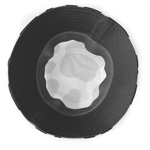 Fischerhut modischer Sommerhut, faltbar, Outdoor-Anglerhut, Unisex, Schwarz-weißer Kuhdruck, Einheitsgr��e