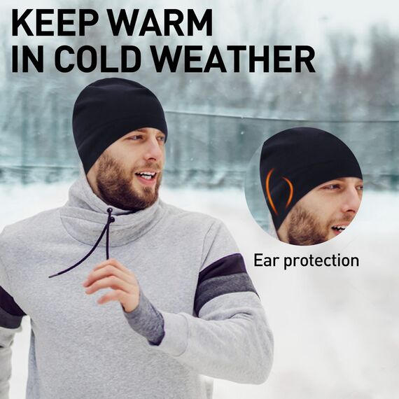 Arcweg Laufmütze Herren Winter Warm Radmütze Winddicht Fleece Mütze Unter Helm Helmmütze Elastisch Sportmütze Weich für Laufen Radfahren Skifahren Motorradfahren Outdoor Unisex 56-61 cm(Dunkelblau)