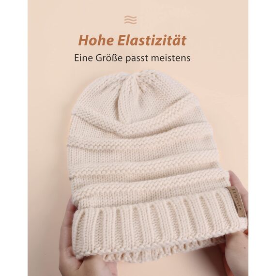 FURTALK Gestrickte Winter Slouchy Beanie Mütze Oversized Unisex Crochet Cable Ski Cap Baggy Slouch Hüte für Frauen Männer, Beige, Einheitsgröße