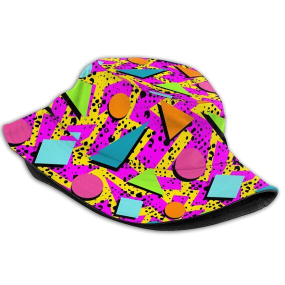 Fischerhut modischer Sommerhut, faltbar, Outdoor-Anglerhut, Unisex, Vintage 80er Jahre Memphis, Einheitsgr��e