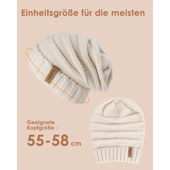 FURTALK Gestrickte Winter Slouchy Beanie Mütze Oversized Unisex Crochet Cable Ski Cap Baggy Slouch Hüte für Frauen Männer, Beige, Einheitsgröße
