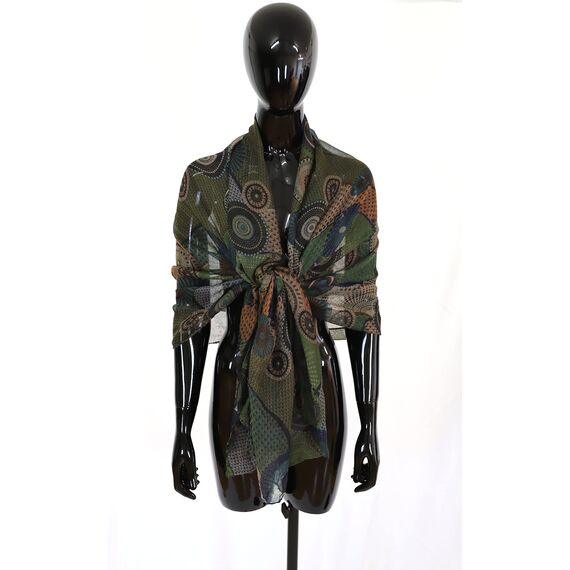 Van Der Rich ® - Tücher Schal Dessin Blumen Größe: 180cm*80cm - Damen (31-Khaki, TU)